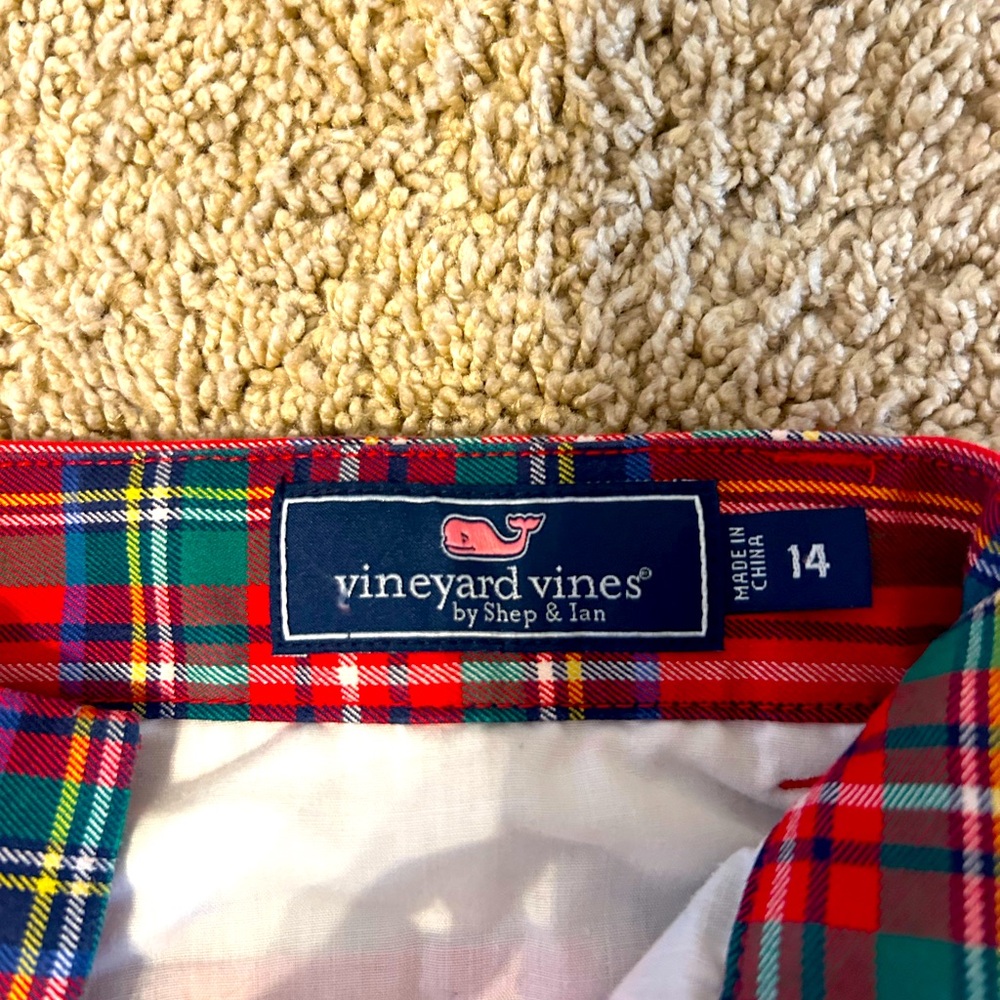 Vineyard Vines Boys size 14 plaid pants.